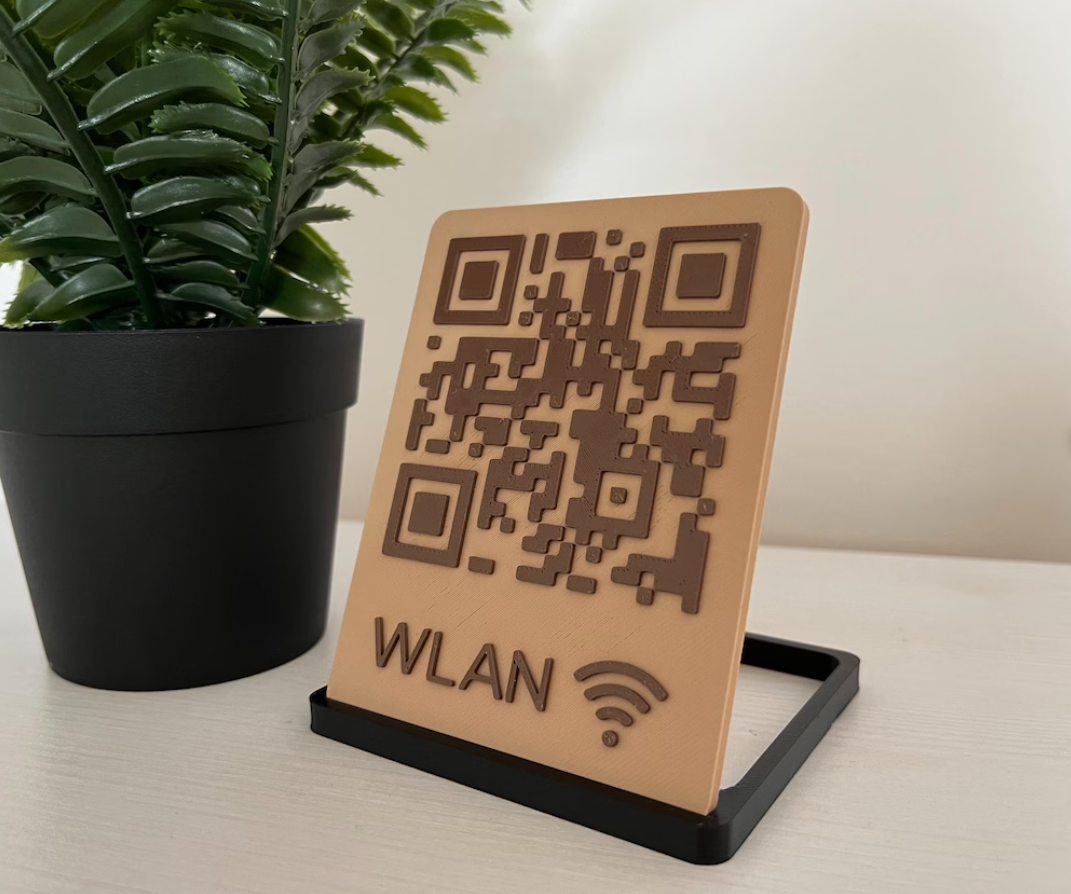 Custom 3D-Printed QR Code Badge with Stand